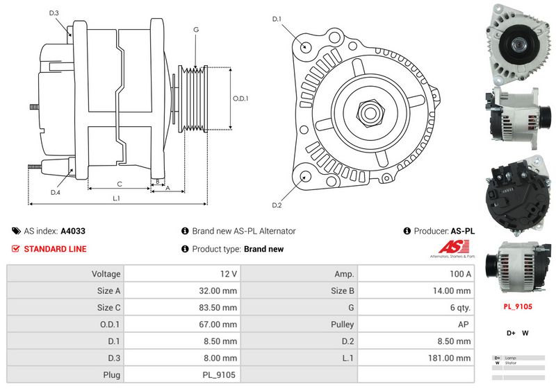 AS-PL A4033 Alternator