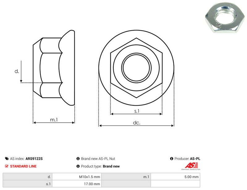AS-PL ARS9122S Repair Set, alternator