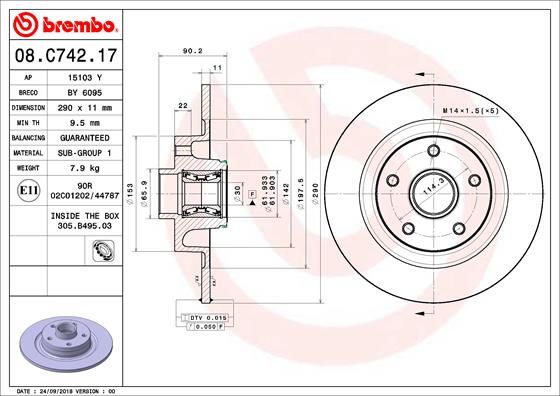 BREMBO Remschijf 08.C742.17