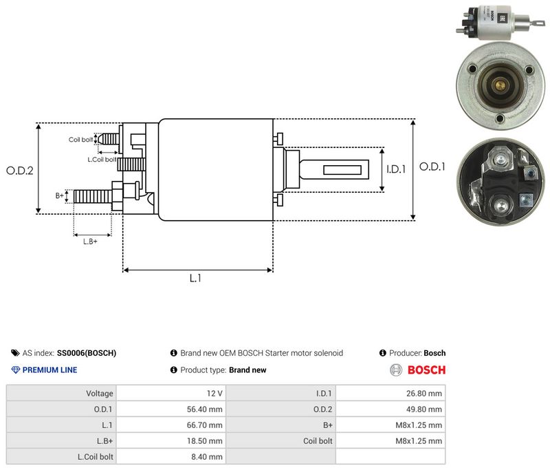 AS-PL SS0006(BOSCH) Solenoid Switch, starter