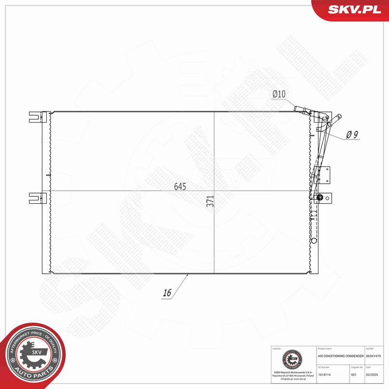 ESEN SKV 86SKV479 Condenser, air conditioning