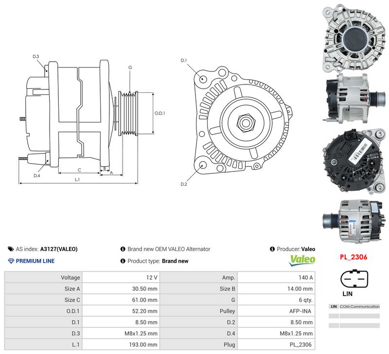 AS-PL A3127(VALEO) Generatorius