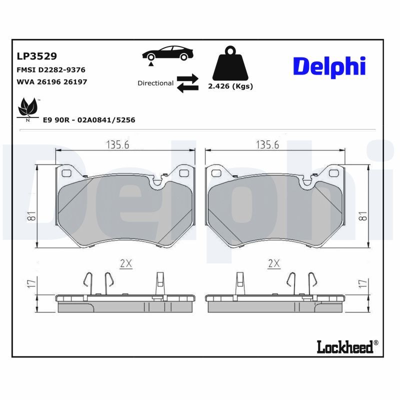 Piduriklotsi komplekt, ketaspidur, DELPHI LP3529