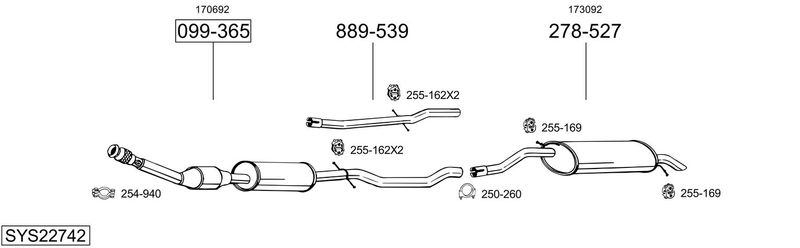 BOSAL kipufogórendszer SYS22742