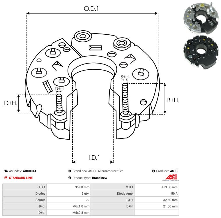 AS-PL ARC0014 Rectifier, alternator