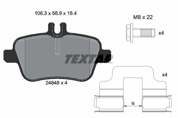 TEXTAR fékbetétkészlet, tárcsafék 2484803