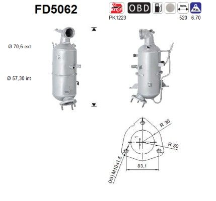 AS FD5062 Suodžių / kietųjų dalelių filtras, išmetimo sistema