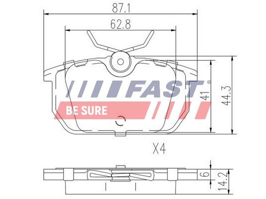 Комплект гальмівних накладок, дискове гальмо, Fast FT29035