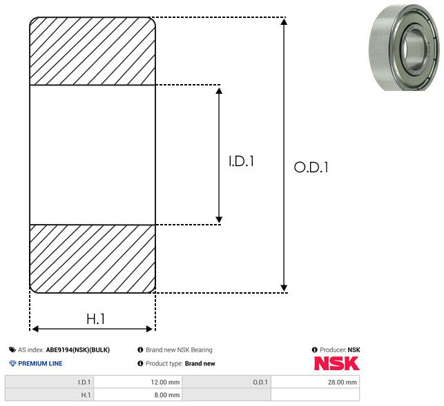AS-PL ABE9194(NSK)(BULK) Bearing