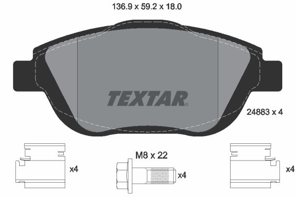 TEXTAR fékbetétkészlet, tárcsafék 2488301