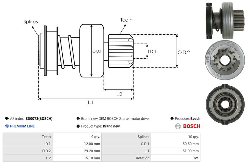 AS-PL SD0073(BOSCH) Freewheel Gear, starter