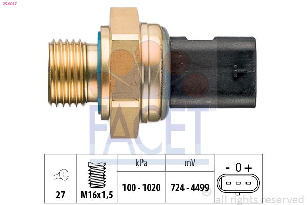 Датчик, тиск оливи, Facet 25.0017
