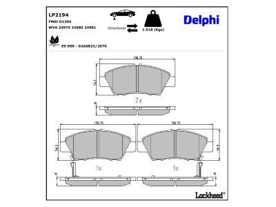 DELPHI LP2194 Brake Pad Set, disc brake