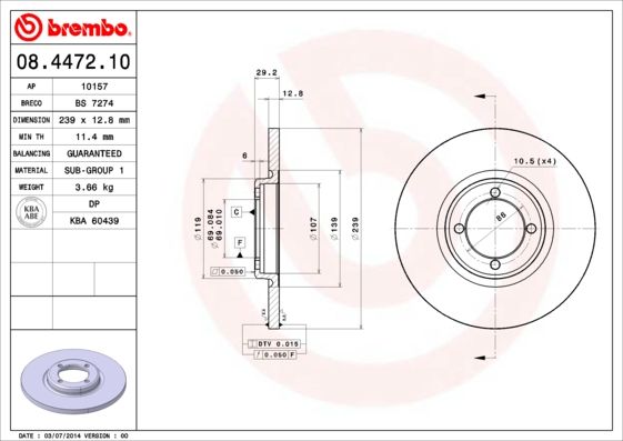 BREMBO Remschijf 08.4472.10