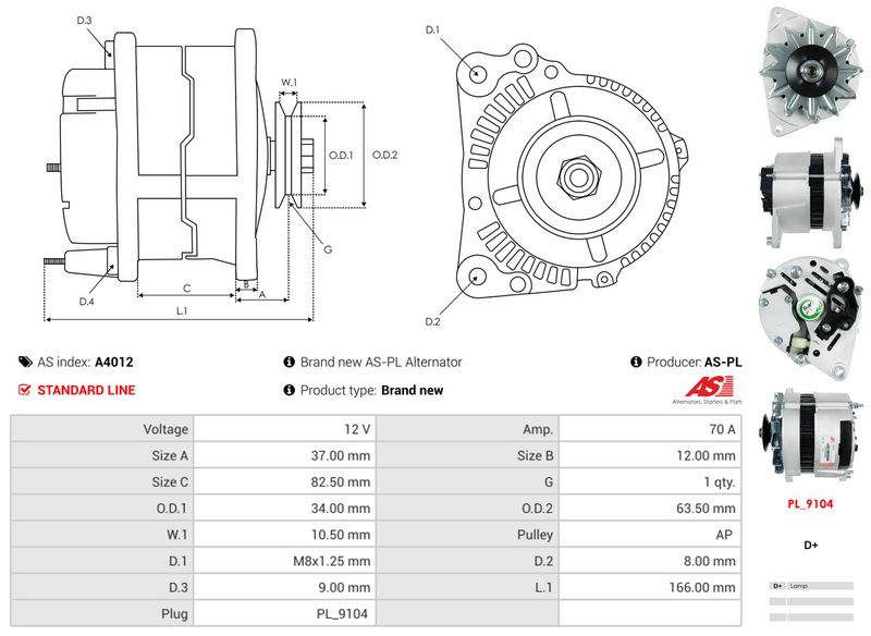 AS-PL A4012 Alternator