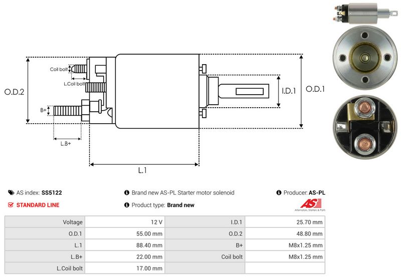 AS-PL SS5122 Solenoid Switch, starter