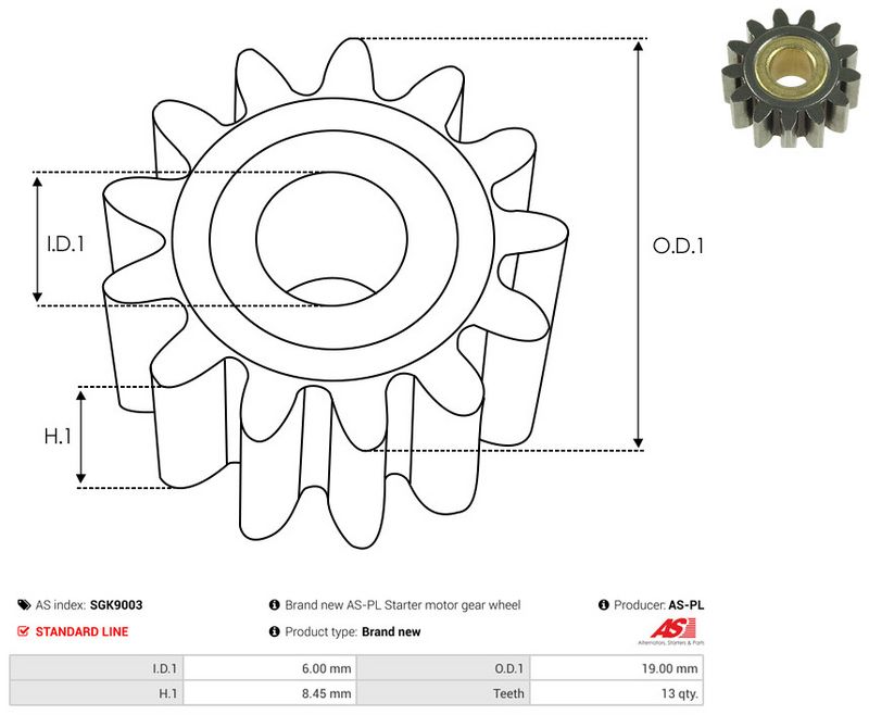 AS-PL SGK9003 Repair Kit, starter