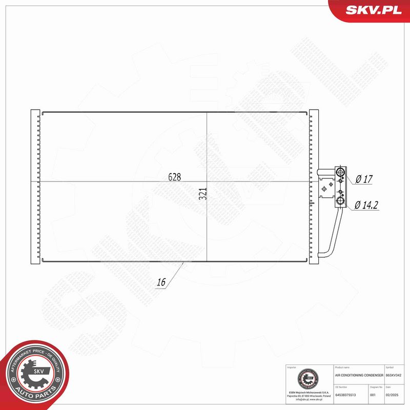ESEN SKV 86SKV342 Condenser, air conditioning