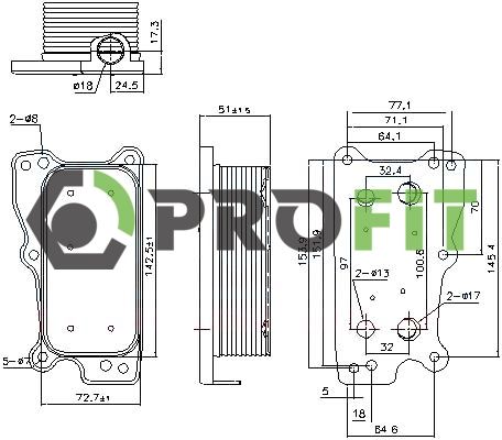 Охолоджувач оливи, моторна олива, Profit 1745-0061