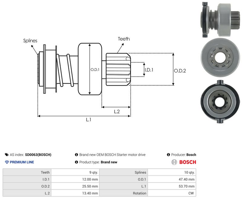 Vabajooks, starter, AS-PL SD0063(BOSCH)