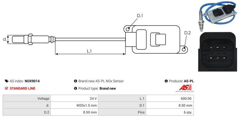 AS-PL NOX9014 NOx Sensor, urea injection