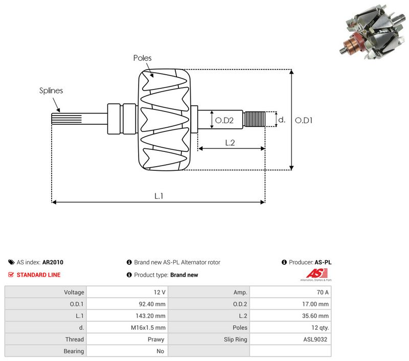 AS-PL AR2010 Rotor, alternator