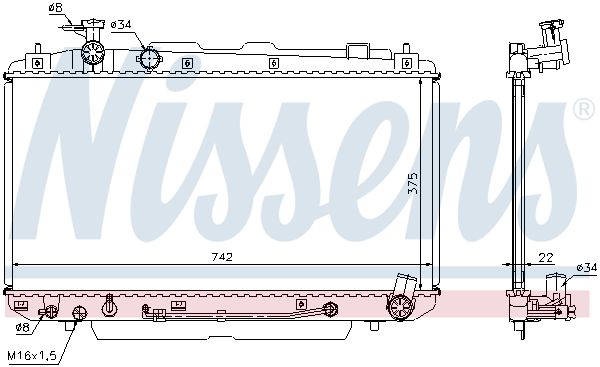 Радиатор охлаждения TOYOTA RAV 4 II (A20) (00-) 2.0/2.4 AT (выр-во Nissens)