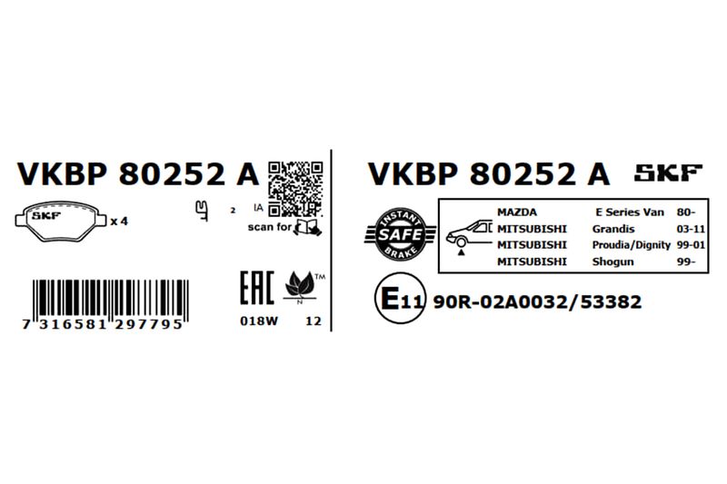 SKF VKBP 80252 A Brake Pad Set, disc brake