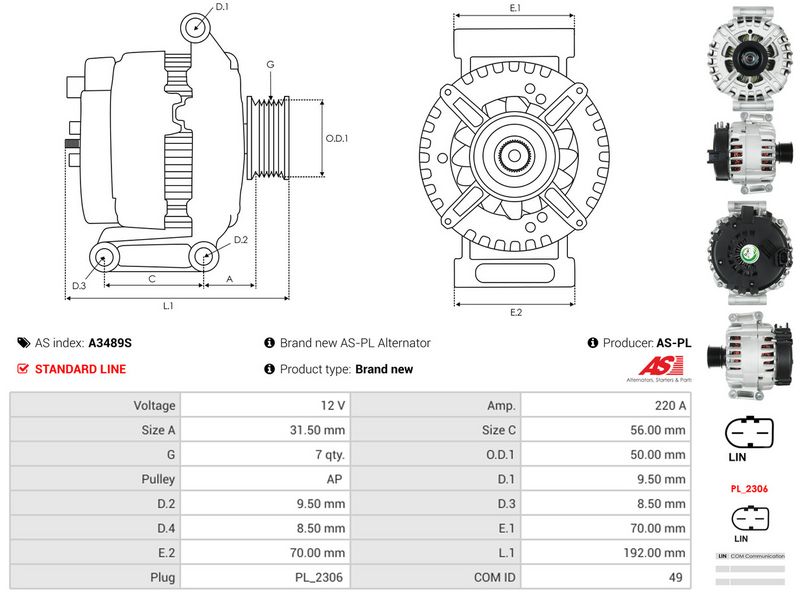 AS-PL A3489S Alternator
