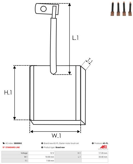 AS-PL SB0006S Carbon Brush, starter