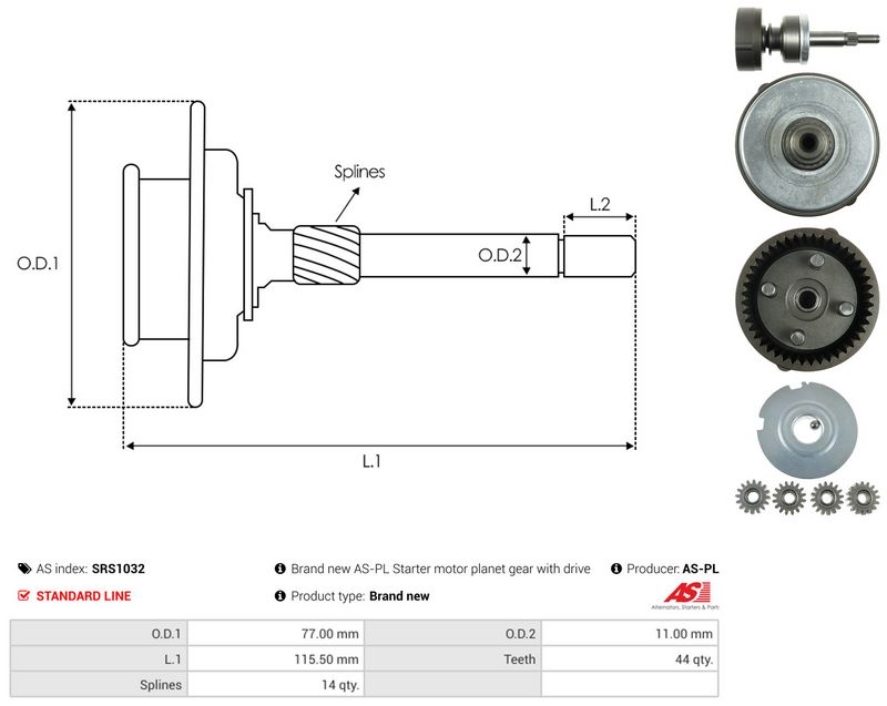 AS-PL SRS1032 Ring Gear, planetary gearbox (starter)