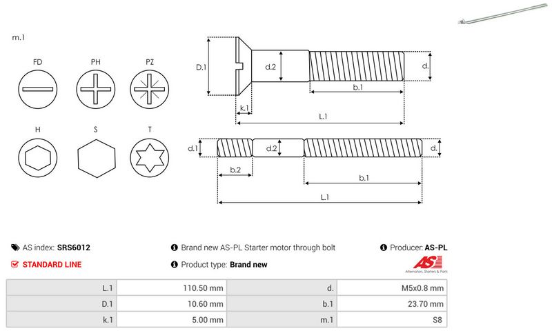 Remondikomplekt, generaator, AS-PL SRS6012