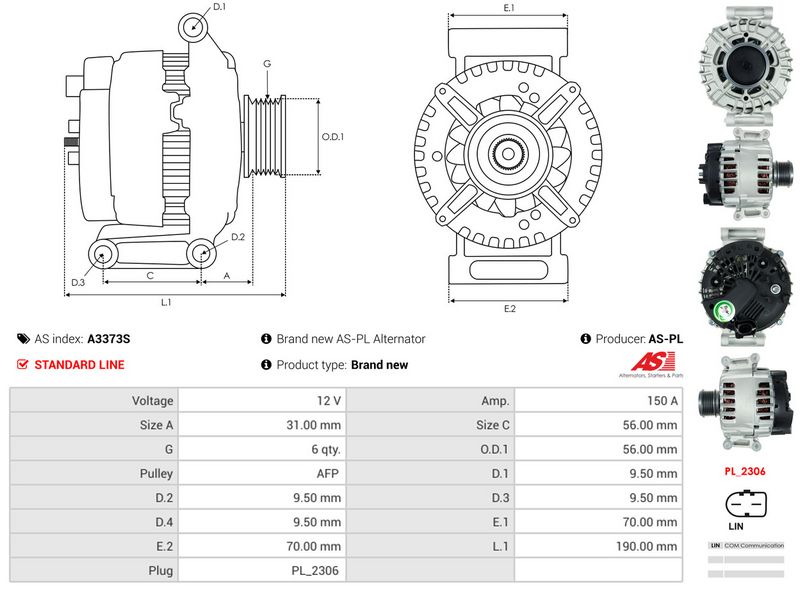 AS-PL A3373S Alternator