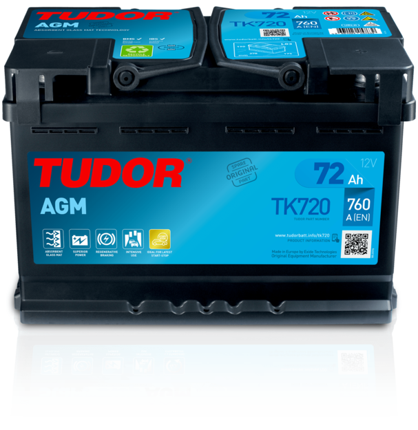 Tudor AGM 12V 70Ah, TK720 (ersätter TK700)