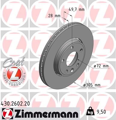 Гальмівний диск, Zimmermann 430.2602.20