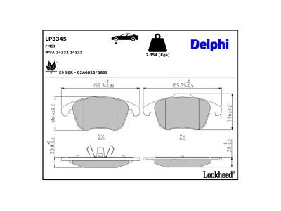 DELPHI LP3345 - Brake Pad Set, disc brake