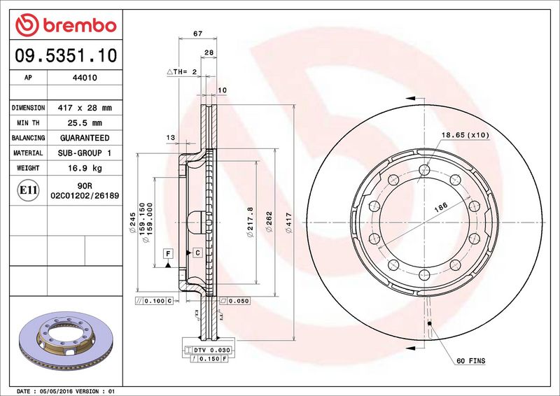 BREMBO 09.5351.10 Brake Disc