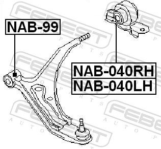 FEBEST NAB-040RH Mounting, control/trailing arm