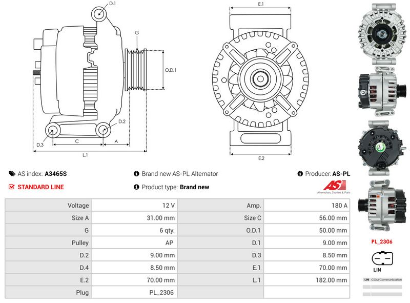 AS-PL A3465S Alternator