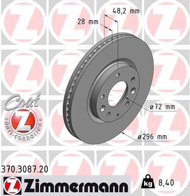 Гальмівний диск, Zimmermann 370.3087.20