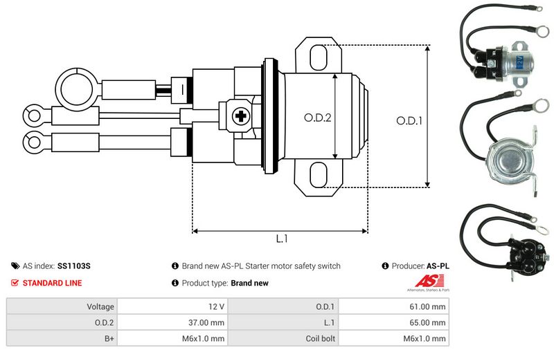 Magnetlülitus, starter, AS-PL SS1103S