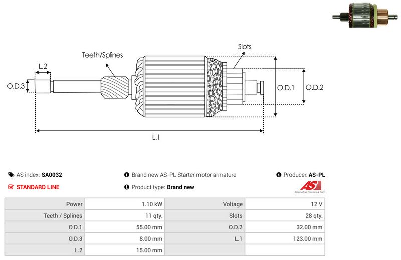 AS-PL SA0032 Armature, starter