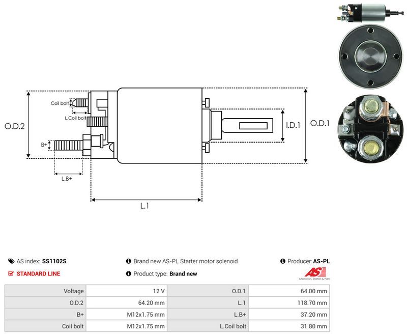 AS-PL SS1102S Solenoid Switch, starter