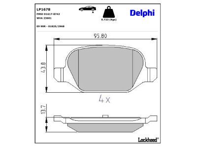 DELPHI LP1678 - Brake Pad Set, disc brake