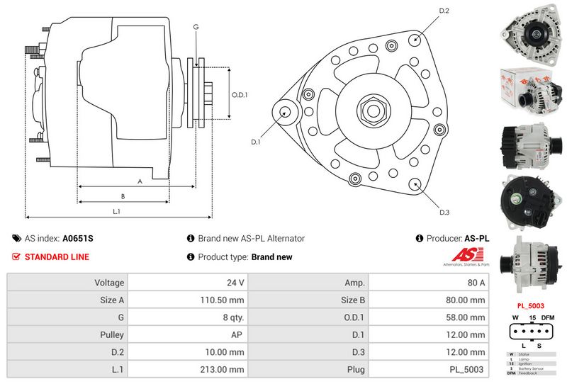 AS-PL A0651S Alternator