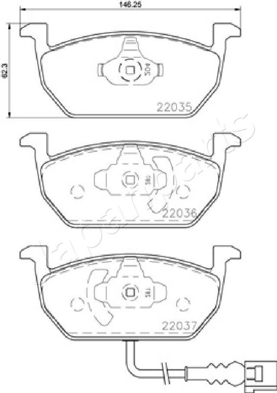 Комплект гальмівних накладок, дискове гальмо, Japanparts PA-0938AF