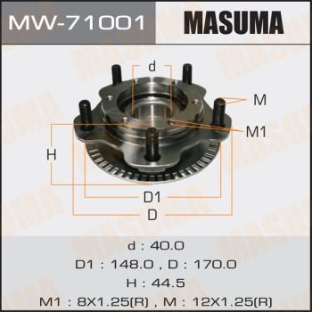 Ступица колеса переднего в сборе с подшипником Suzuki Grand Vitara (-05) (MW-71001) MASUMA