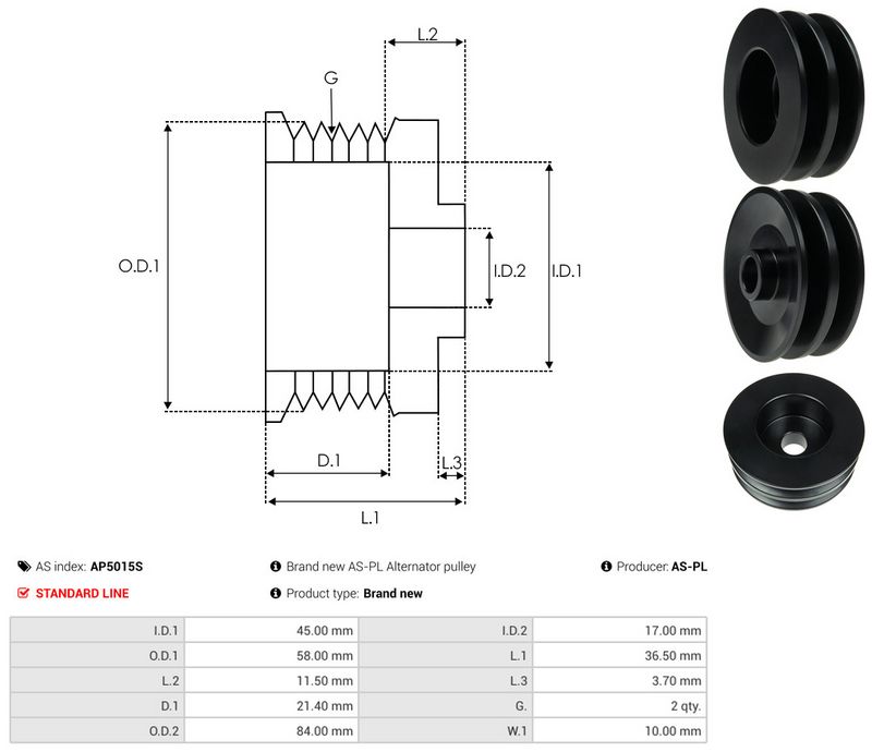 AS-PL AP5015S Belt Pulley, alternator