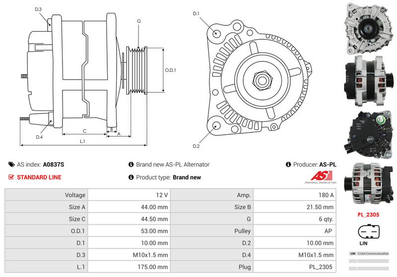 AS-PL A0837S Alternator