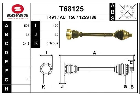 EAI hajtótengely T68125